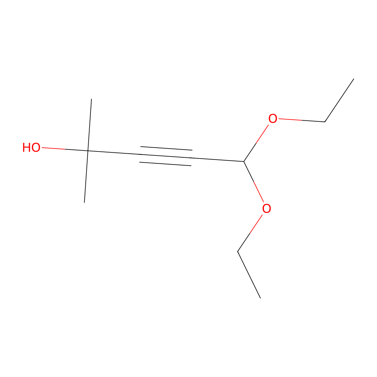 3-Pentyn-2-ol, 5,5-diethoxy-2-methyl- molecular structure, CAS 25938-06-1