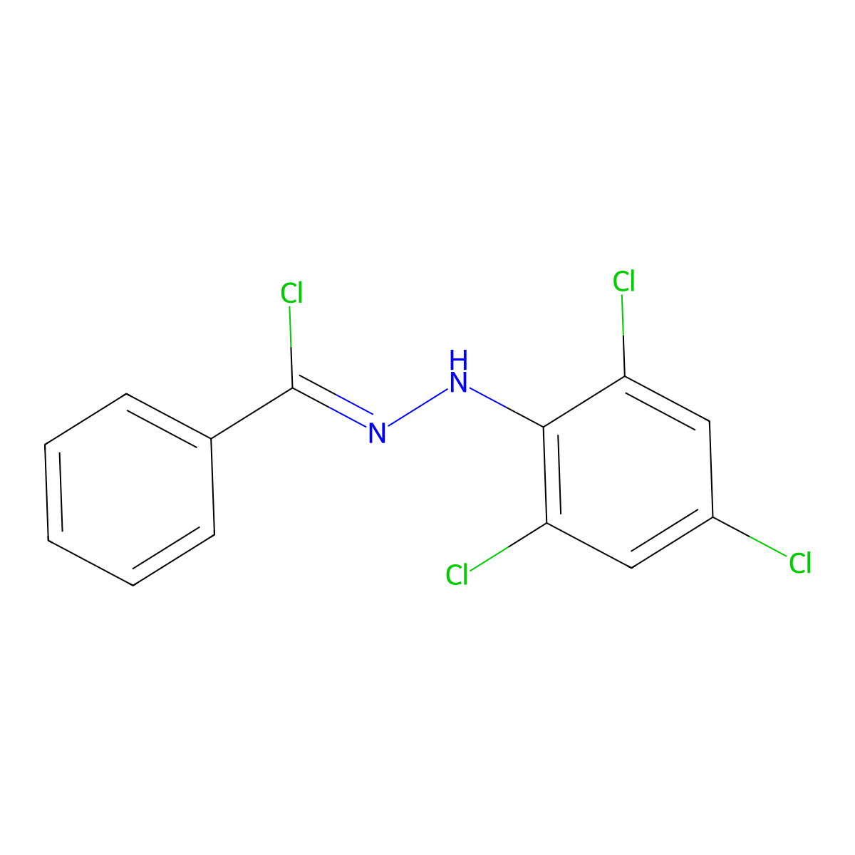 N-(2,4,6-Trichlorophenyl)benzenecarbohydrazonoyl chloride molecular structure, CAS 25939-05-3