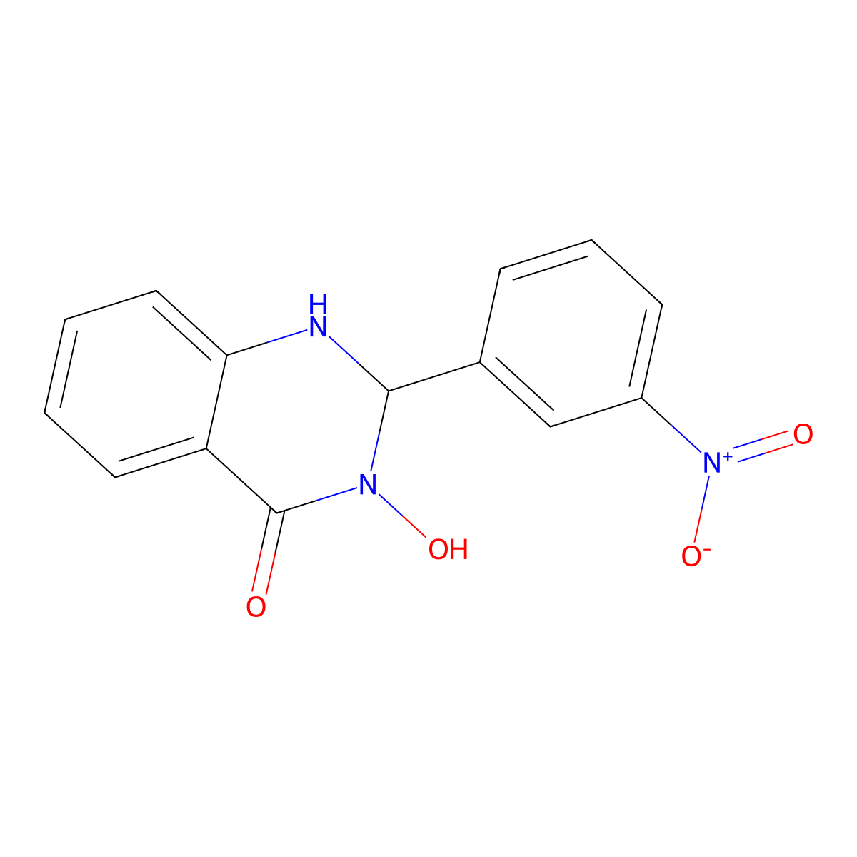 3-Hydroxy-2-(3-nitrophenyl)-1,2-dihydroquinazolin-4-one molecular structure, CAS 25940-05-0