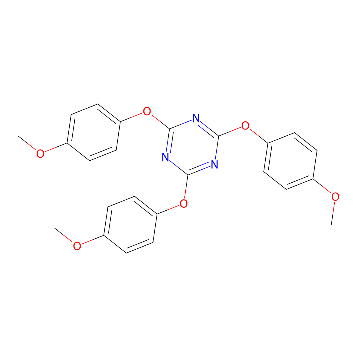 2,4,6-Tris(4-methoxyphenoxy)-1,3,5-triazine molecular structure, CAS 25940-64-1