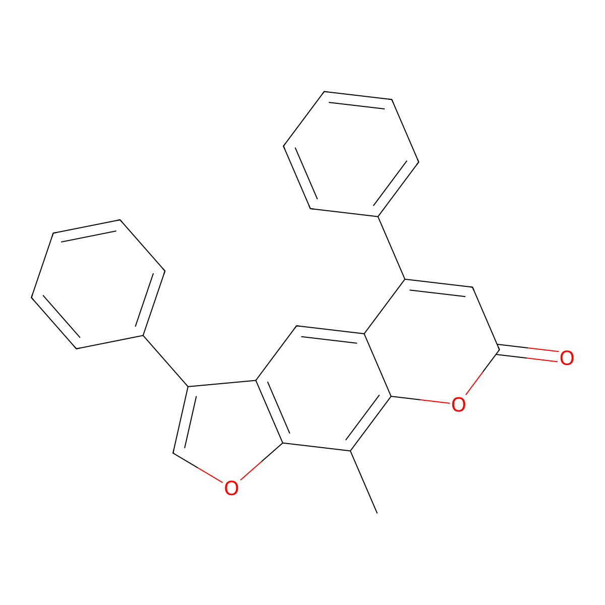 9-methyl-3,5-diphenyl-7H-furo[3,2-g]chromen-7-one molecular structure, CAS 25944-21-2