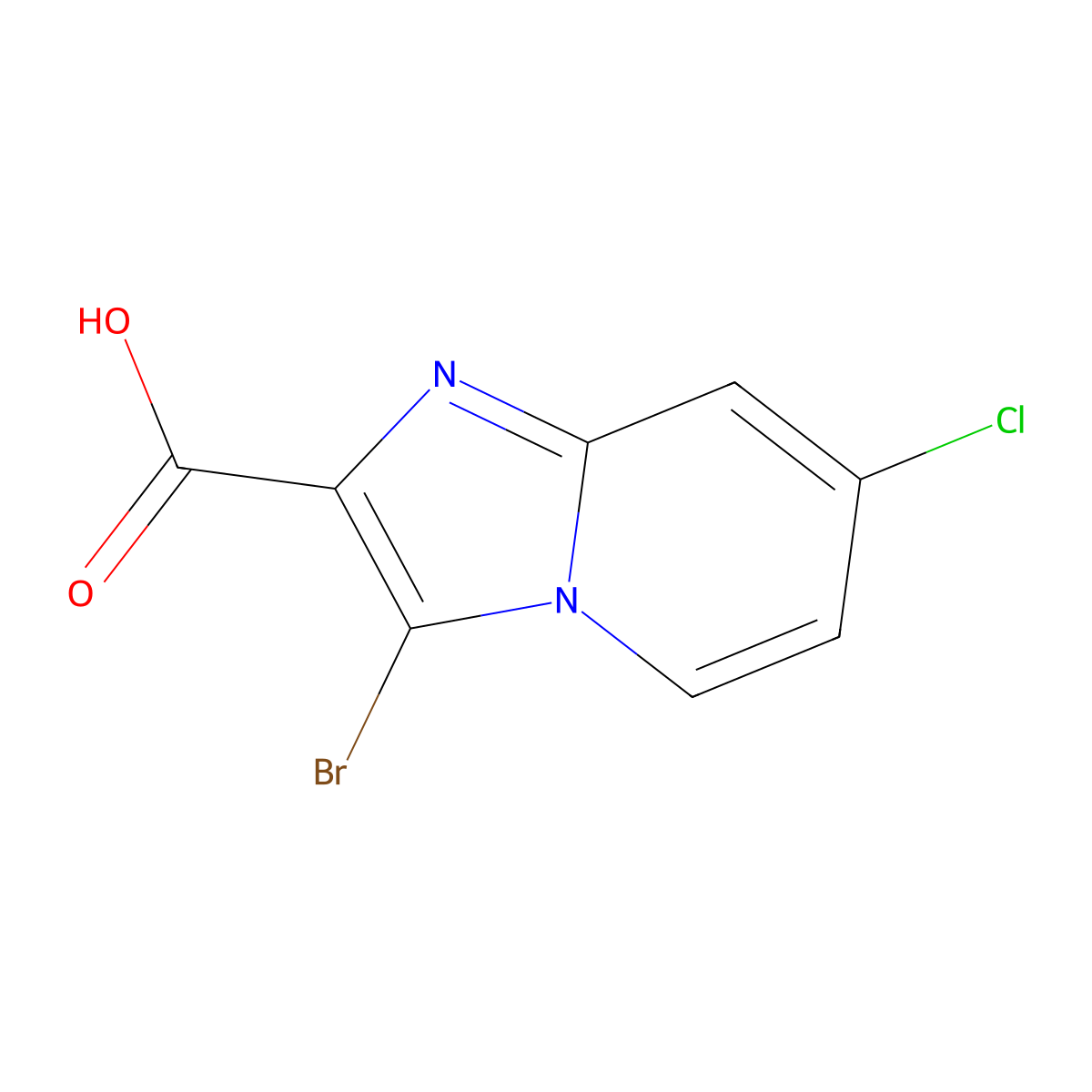3-Bromo-7-chloroimidazo[1,2-a]pyridine-2-carboxylic acid molecular structure, CAS 2594436-02-7