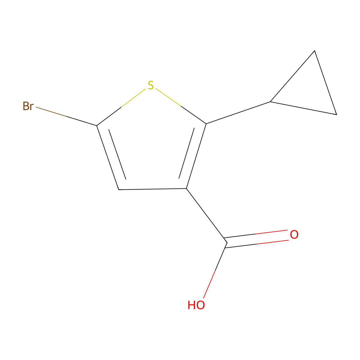 5-Bromo-2-cyclopropylthiophene-3-carboxylic acid molecular structure, CAS 2594436-03-8