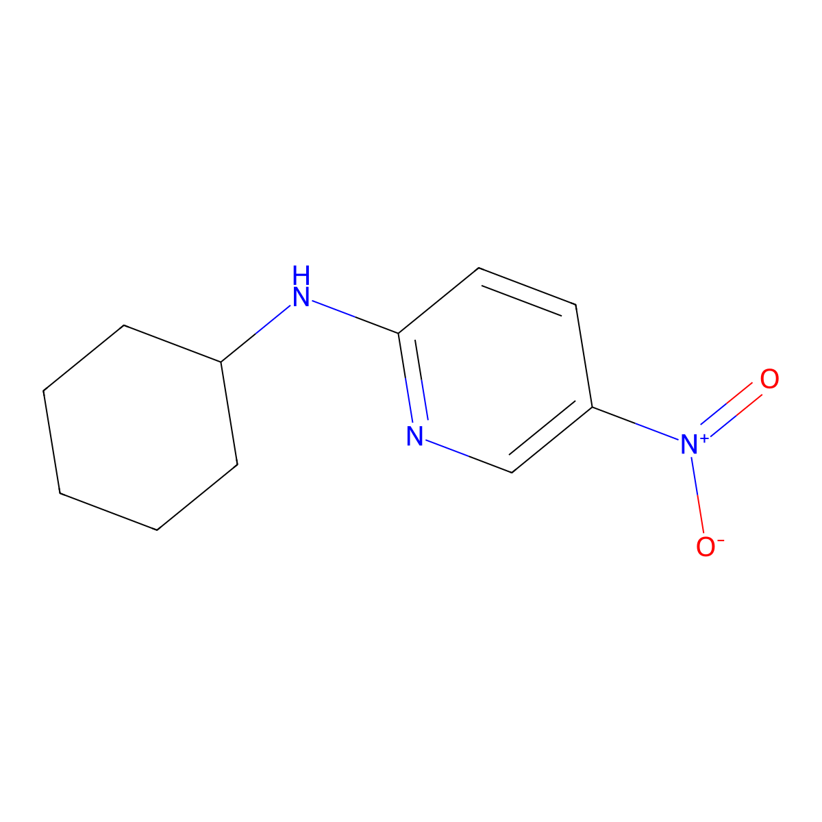 2-Cyclohexylamino-5-nitropyridine molecular structure, CAS 25948-14-5