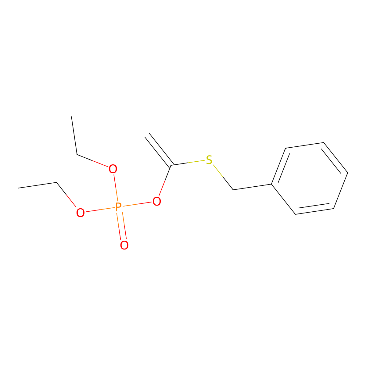 Phosphoric acid, (1-(benzylthio)vinyl) diethyl ester molecular structure, CAS 2595-51-9