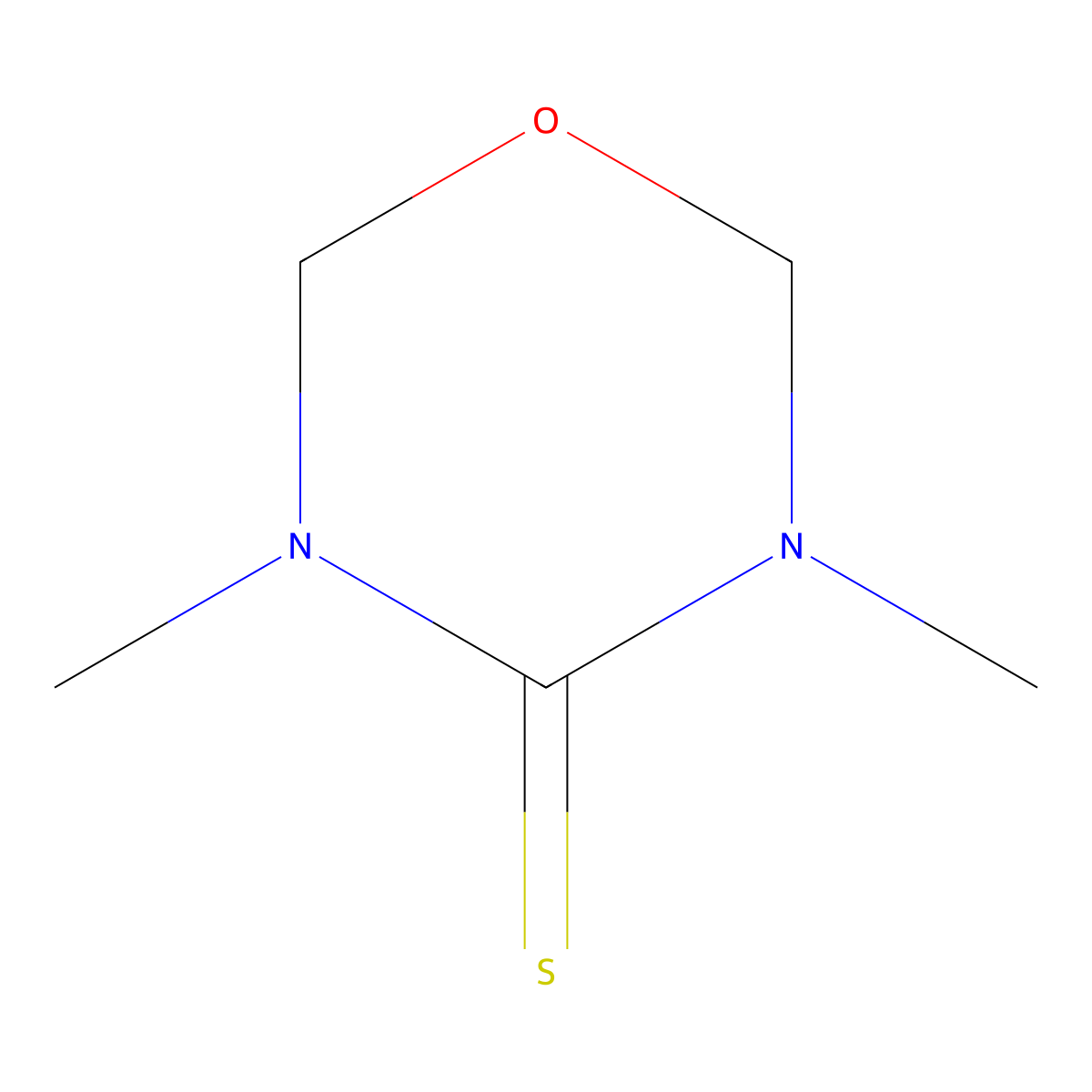 3,5-Dimethylhexahydro-1,3,5-oxadiazine-4-thione molecular structure, CAS 25952-35-6