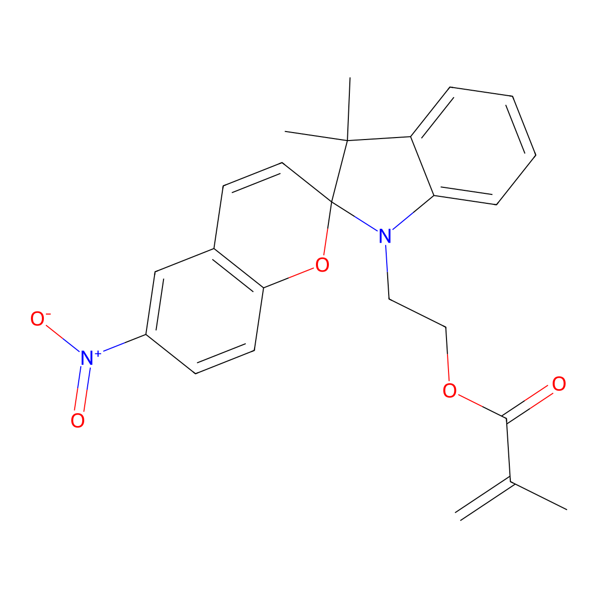 2-(3',3'-Dimethyl-6-nitrospiro[chromene-2,2'-indolin]-1'-yl)ethyl methacrylate molecular structure, CAS 25952-50-5