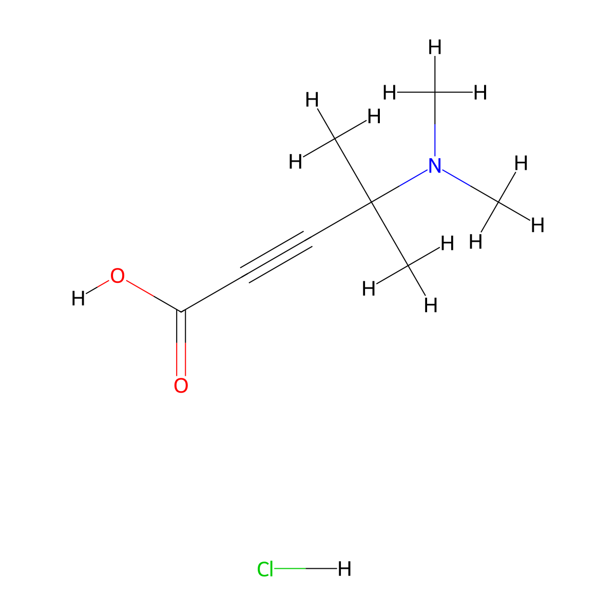 4-(Dimethylamino)-4-methylpent-2-ynoic acid hydrochloride molecular structure, CAS 2595201-64-0