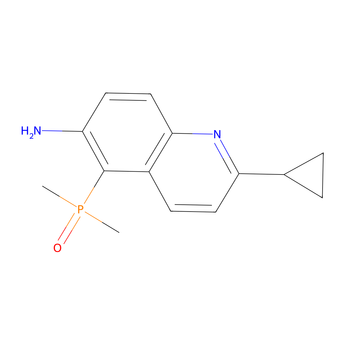 (6-Amino-2-cyclopropylquinolin-5-yl)dimethylphosphine oxide molecular structure, CAS 2595202-50-7