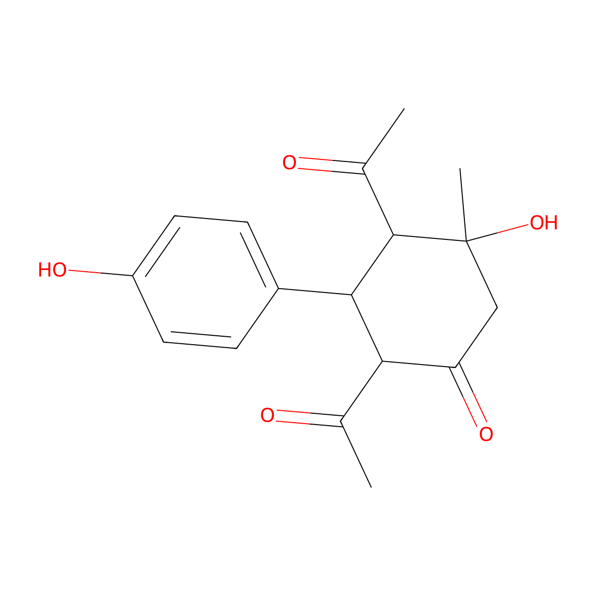 2,4-Diacetyl-5-hydroxy-3-(4-hydroxyphenyl)-5-methylcyclohexanone molecular structure, CAS 259525-07-0