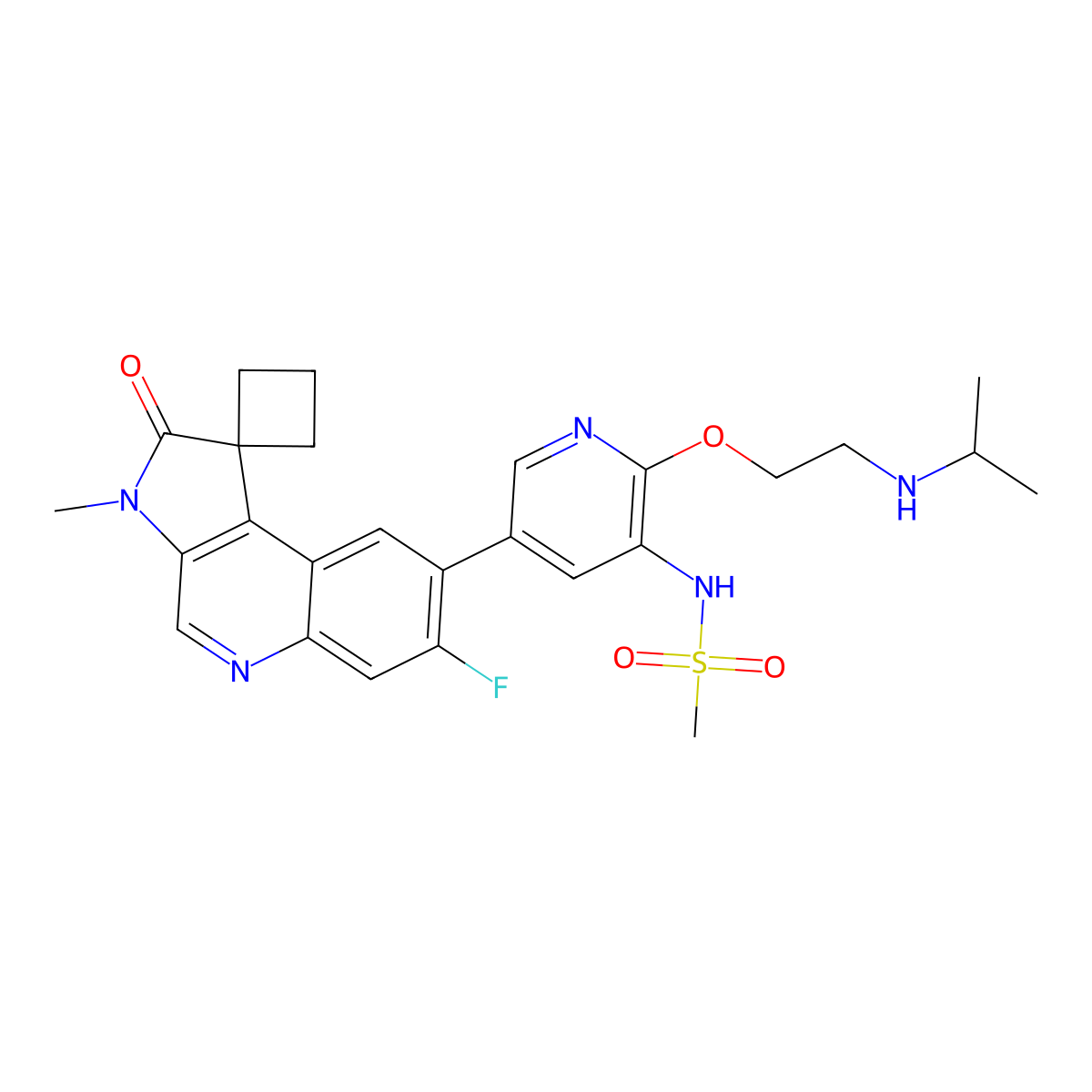 N-[5-(7'-fluoro-3'-methyl-2'-oxospiro[cyclobutane-1,1'-pyrrolo[2,3-c]quinoline]-8'-yl)-2-[2-(propan-2-ylamino)ethoxy]-3-pyridinyl]methanesulfonamide molecular structure, CAS 2595308-10-2