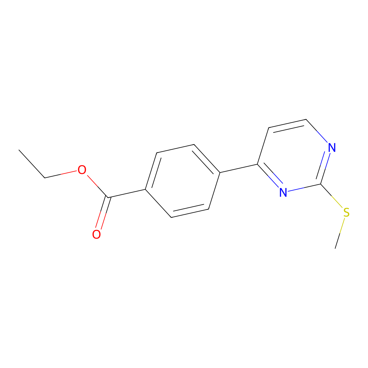 Ethyl 4-[2-(methylthio)-4-pyrimidinyl]benzoate molecular structure, CAS 259541-93-0