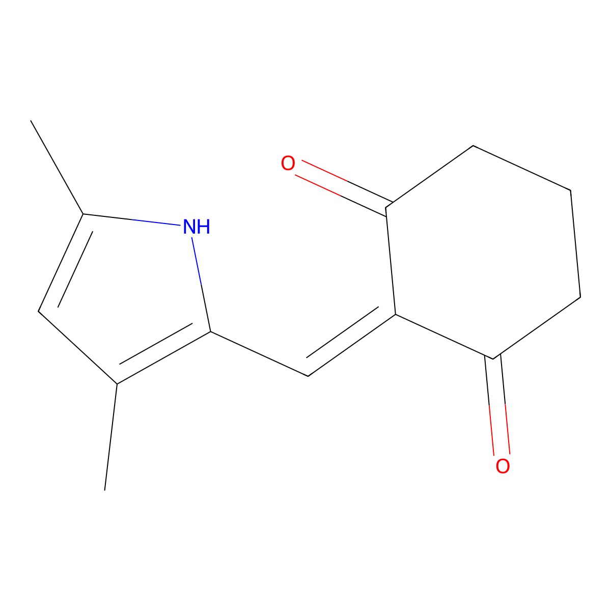 2-[(3,5-dimethyl-1H-pyrrol-2-yl)methylidene]cyclohexane-1,3-dione molecular structure, CAS 259544-81-5