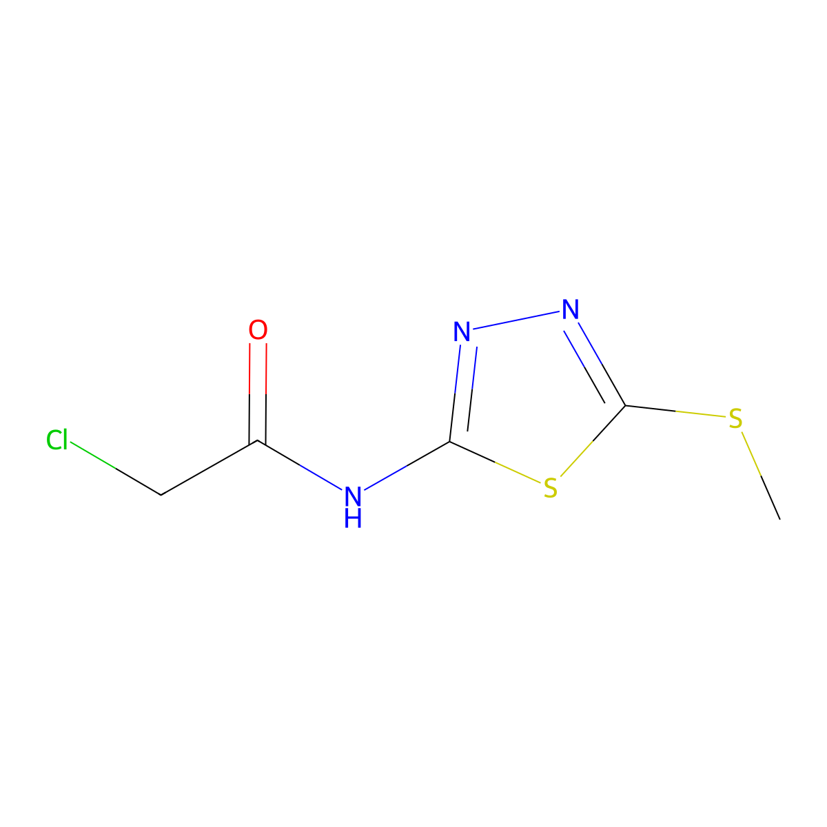 2-chloro-N-[5-(methylsulfanyl)-1,3,4-thiadiazol-2-yl]acetamide molecular structure, CAS 25958-29-6