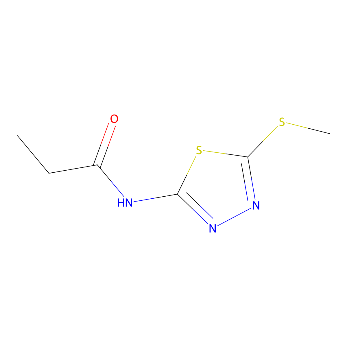 N-(5-methylsulfanyl-1,3,4-thiadiazol-2-yl)propanamide molecular structure, CAS 25958-44-5