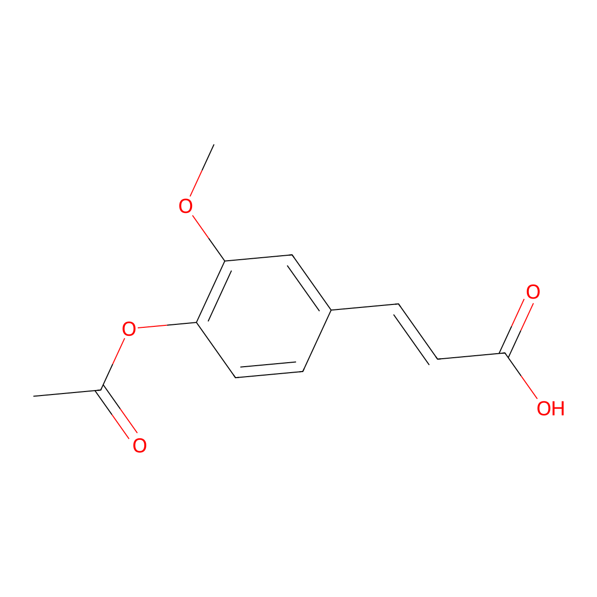 2-Propenoic acid, 3-[4-(acetyloxy)-3-methoxyphenyl]- molecular structure, CAS 2596-47-6