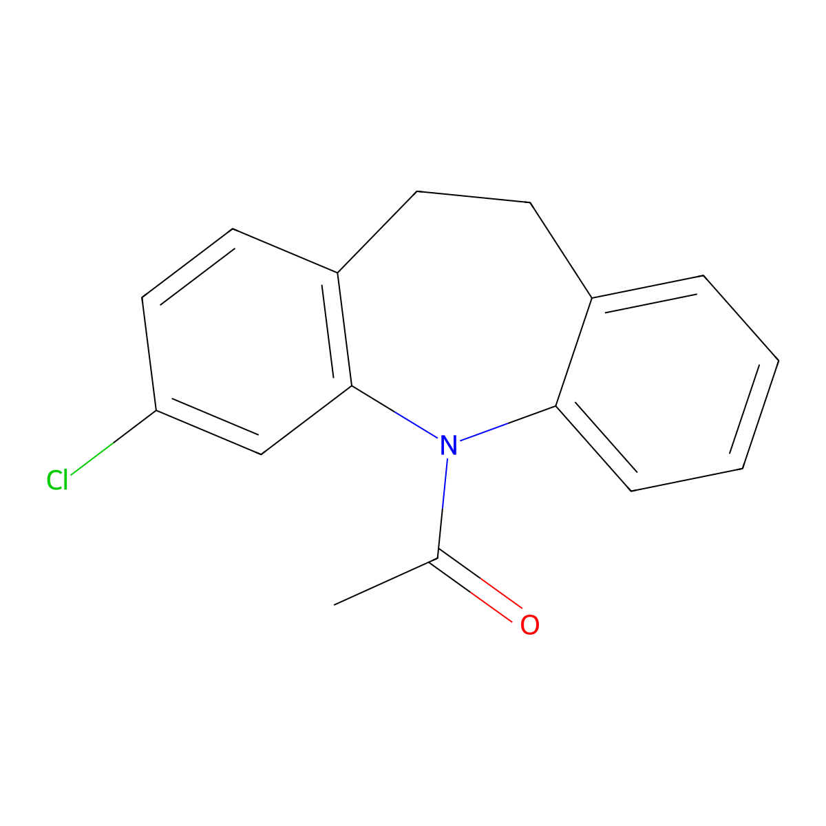 5-acetyl-3-chloro-10,11-dihydro-5H-dibenz[b,f]azepine molecular structure, CAS 25961-11-9