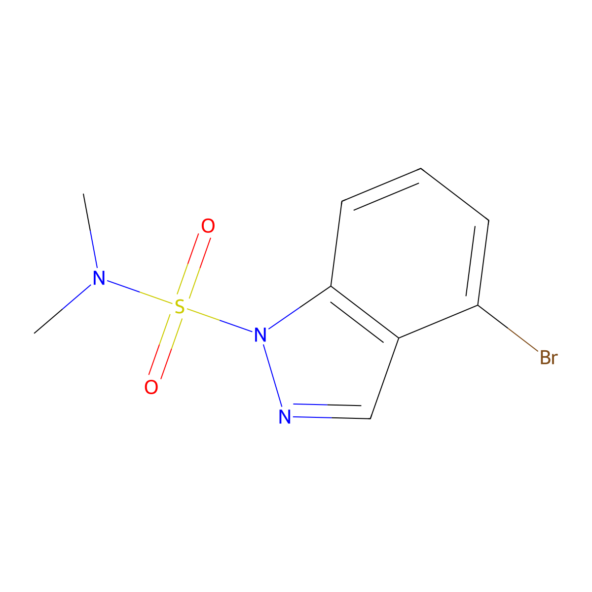 4-Bromo-N,N-dimethyl-1H-indazole-1-sulfonamide molecular structure, CAS 2596186-75-1