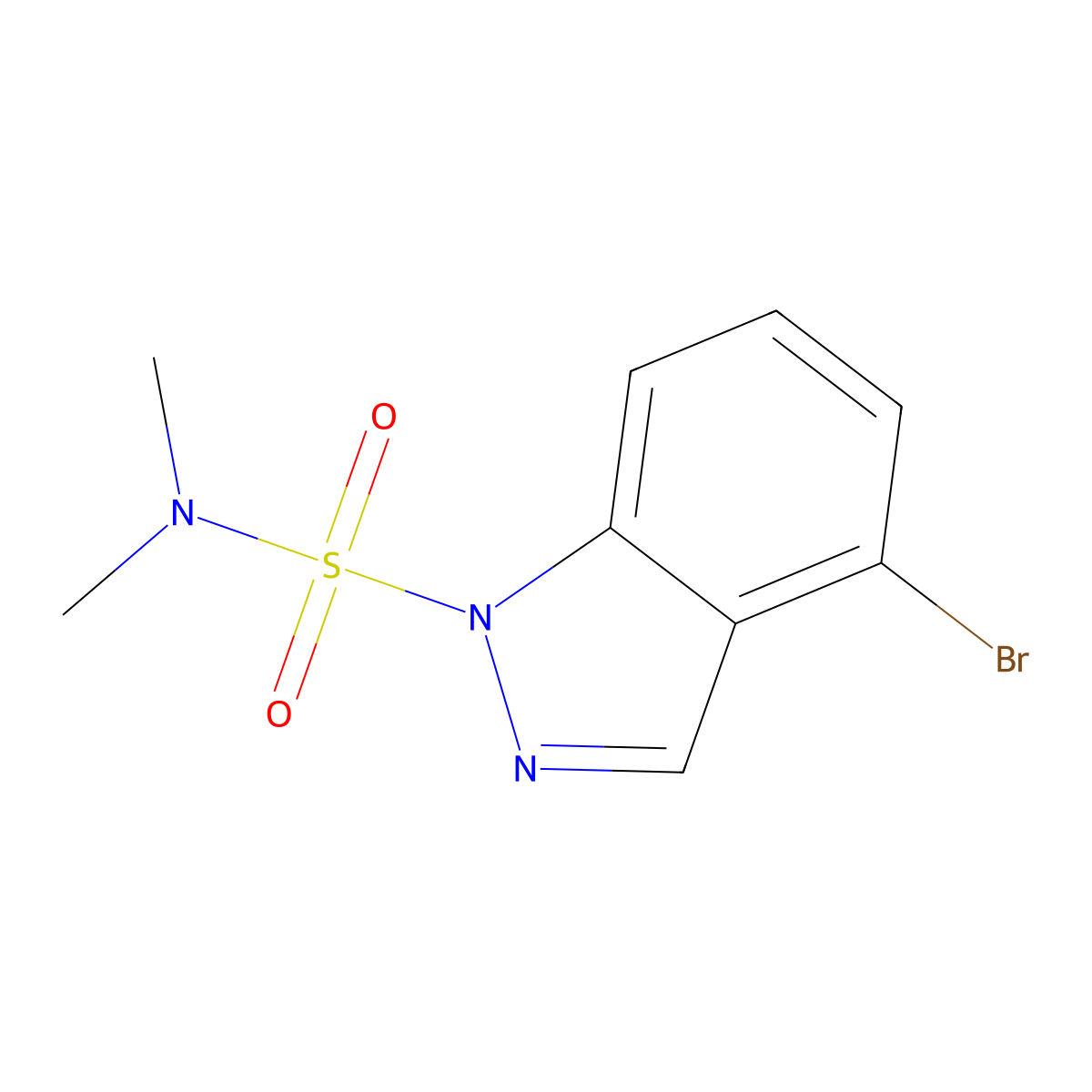 4-Bromo-N,N-dimethyl-1H-indazole-1-sulfonamide molecular structure, CAS 2596186-75-1