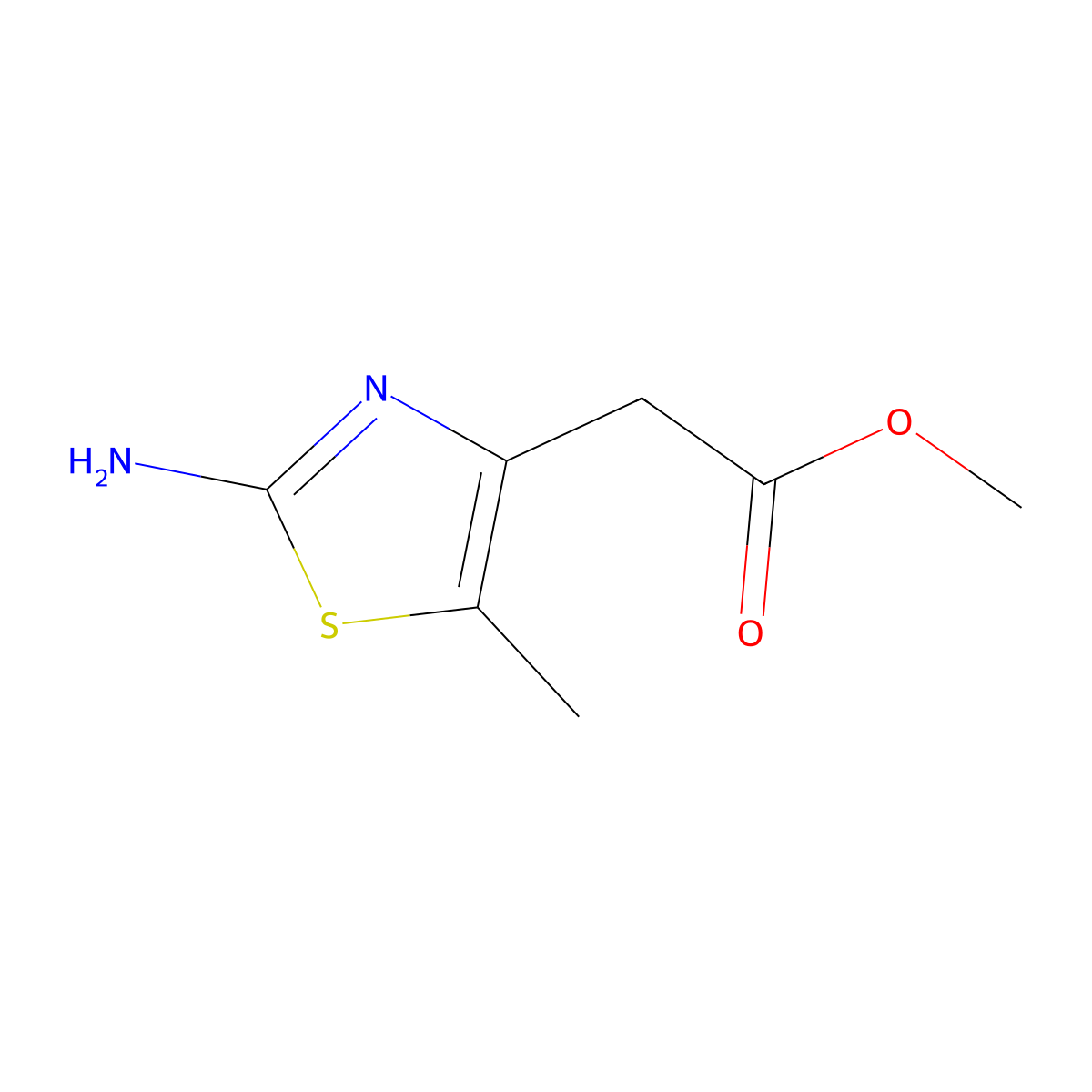 Methyl 2-(2-amino-5-methyl-1,3-thiazol-4-yl)acetate molecular structure, CAS 259654-73-4