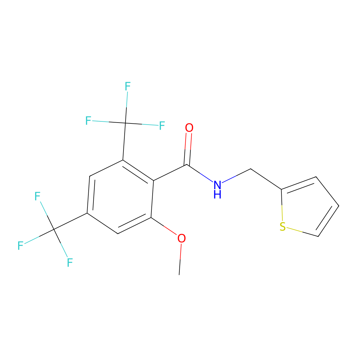 2-Methoxy-N-(2-thienylmethyl)-4,6-bis(trifluoromethyl)benzamide molecular structure, CAS 259655-27-1
