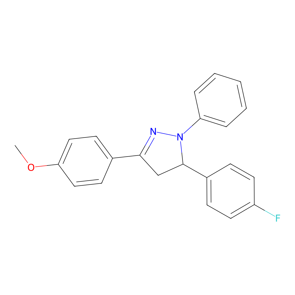 5-(4-Fluorophenyl)-3-(4-methoxyphenyl)-1-phenyl-4,5-dihydro-1H-pyrazole molecular structure, CAS 259668-50-3