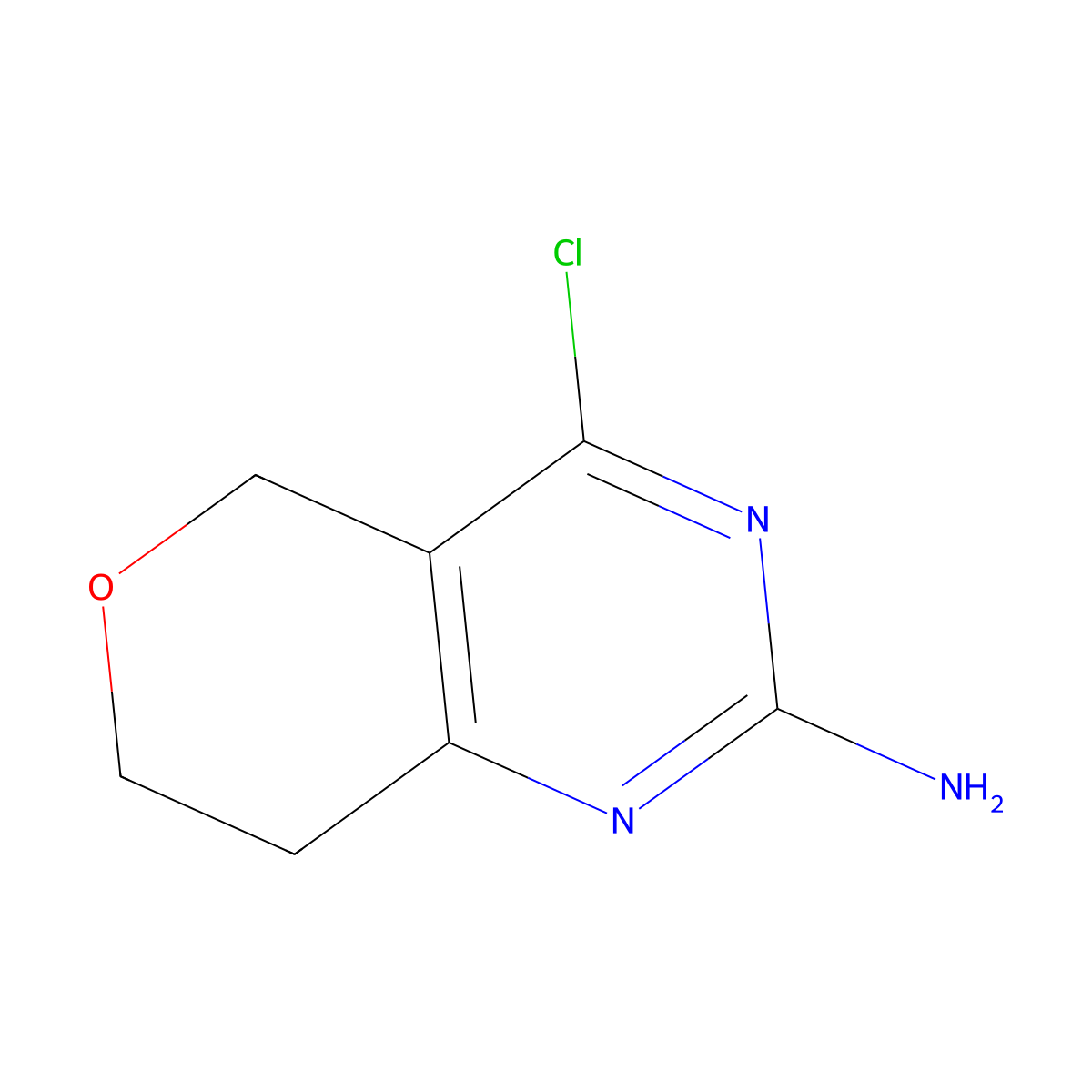4-chloro-7,8-dihydro-5H-pyrano[4,3-d]pyrimidin-2-amine molecular structure, CAS 259680-39-2