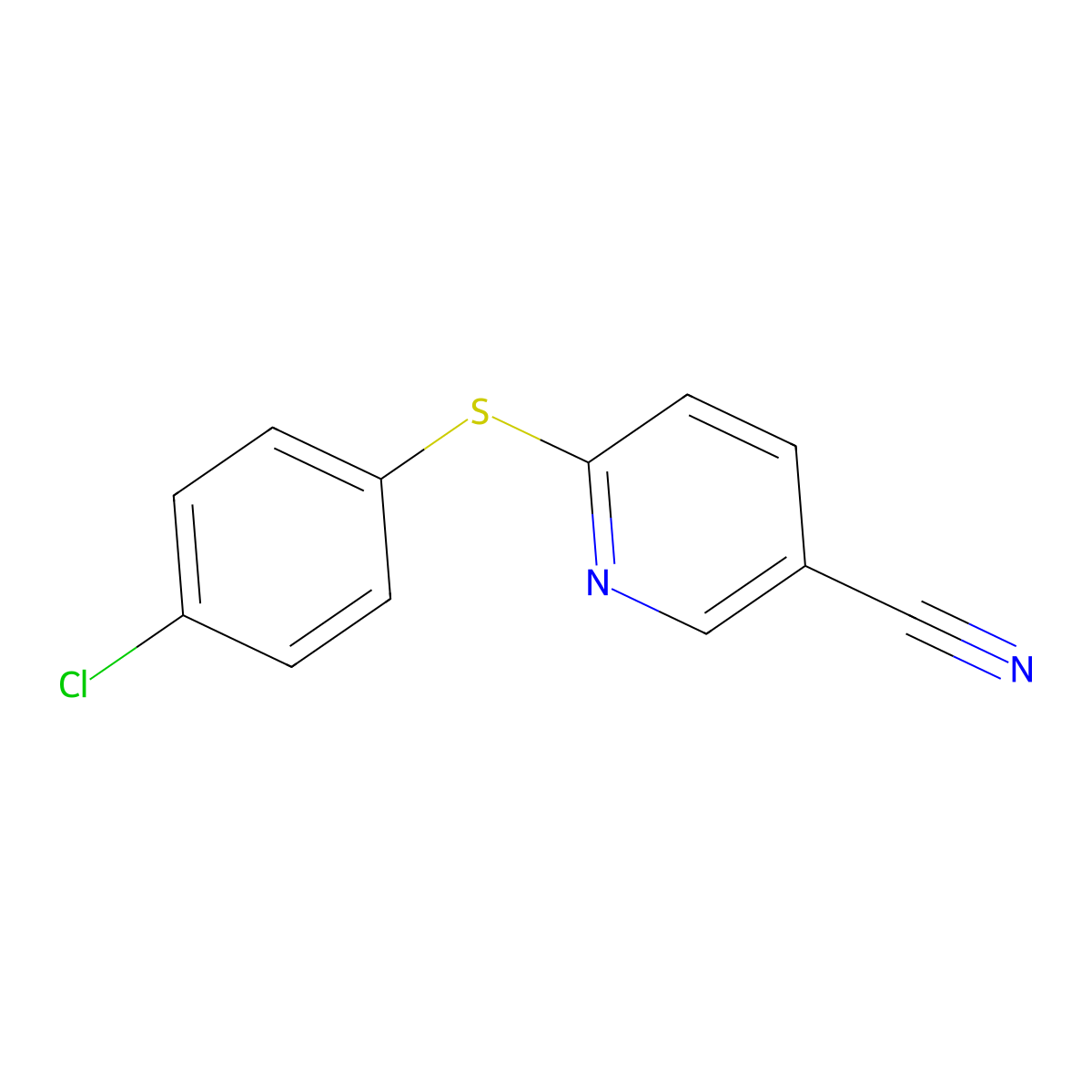 2-(4-Chlorophenylthio)pyridine-5-carbonitrile molecular structure, CAS 259683-22-2