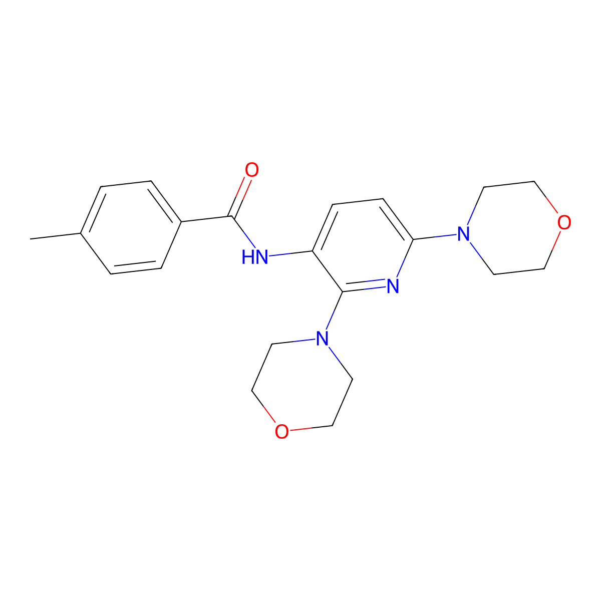 N-(2,6-Di-4-morpholinyl-3-pyridinyl)-4-methylbenzamide molecular structure, CAS 259683-31-3