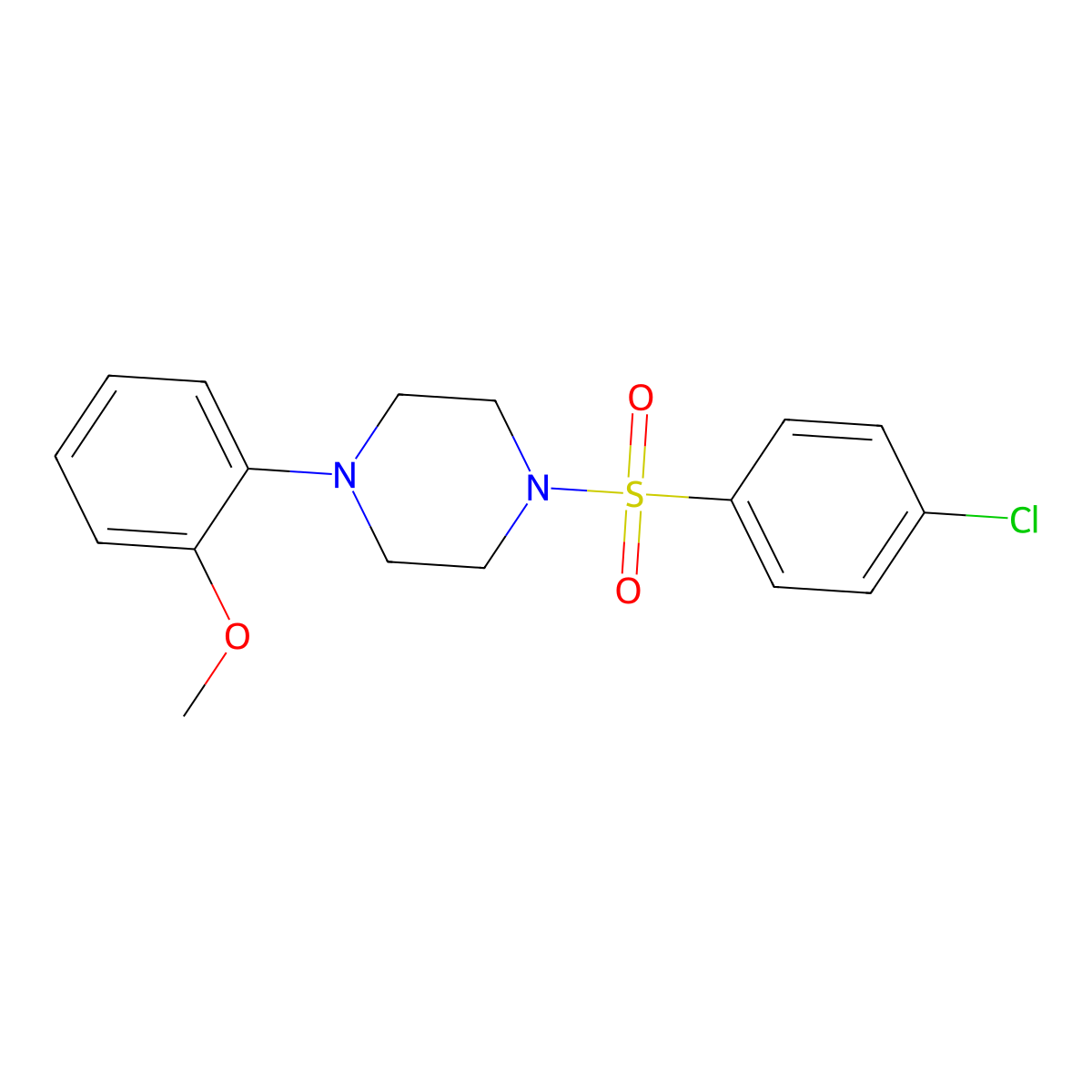 1-((4-Chlorophenyl)sulfonyl)-4-(2-methoxyphenyl)piperazine molecular structure, CAS 259683-39-1