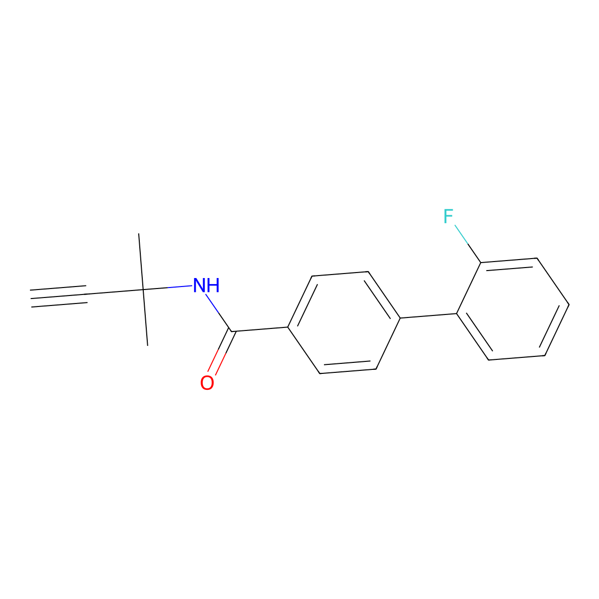 N-(1,1-Dimethyl-2-propyn-1-yl)-2'-fluoro[1,1'-biphenyl]-4-carboxamide molecular structure, CAS 259683-57-3