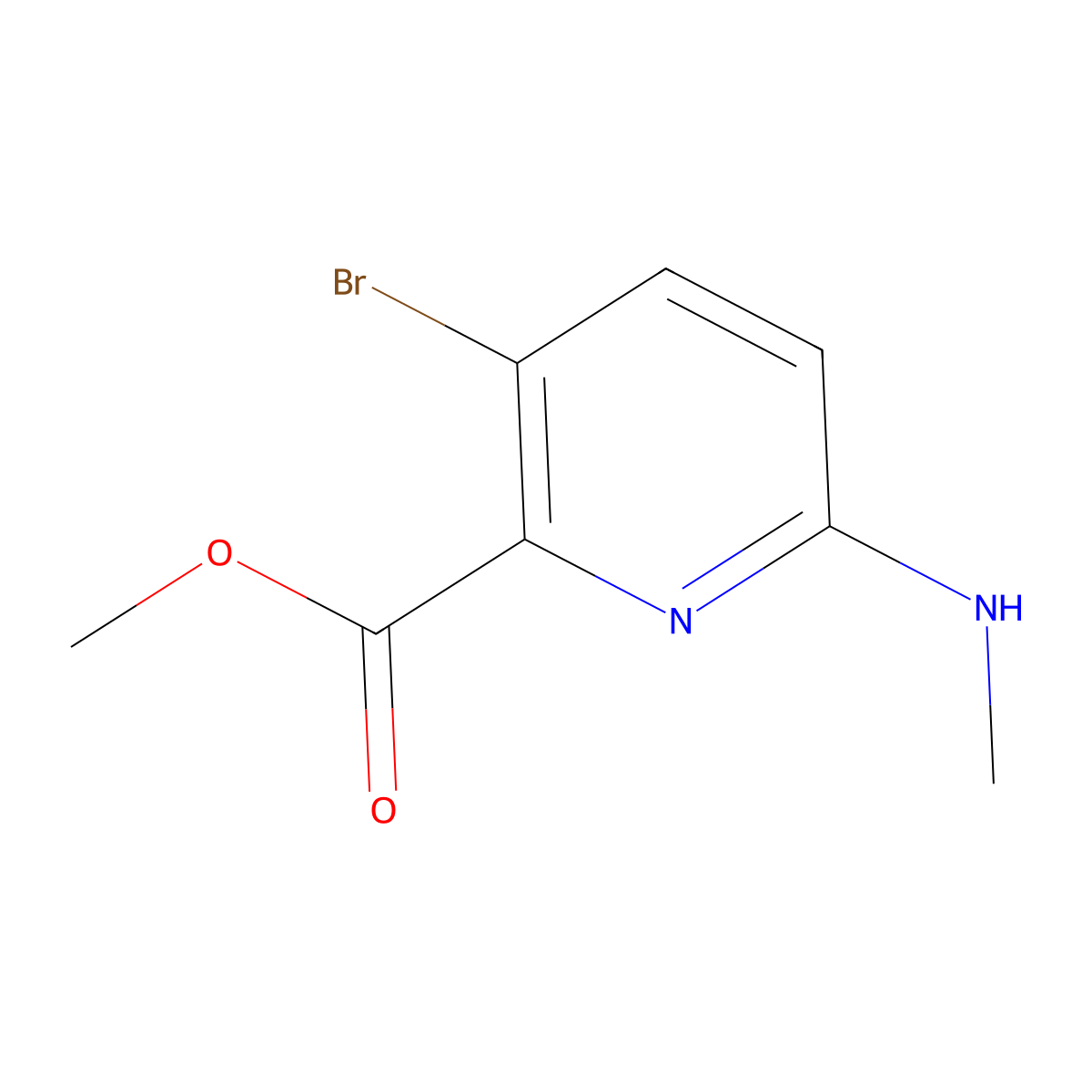 Methyl 3-bromo-6-(methylamino)pyridine-2-carboxylate molecular structure, CAS 2597210-52-9