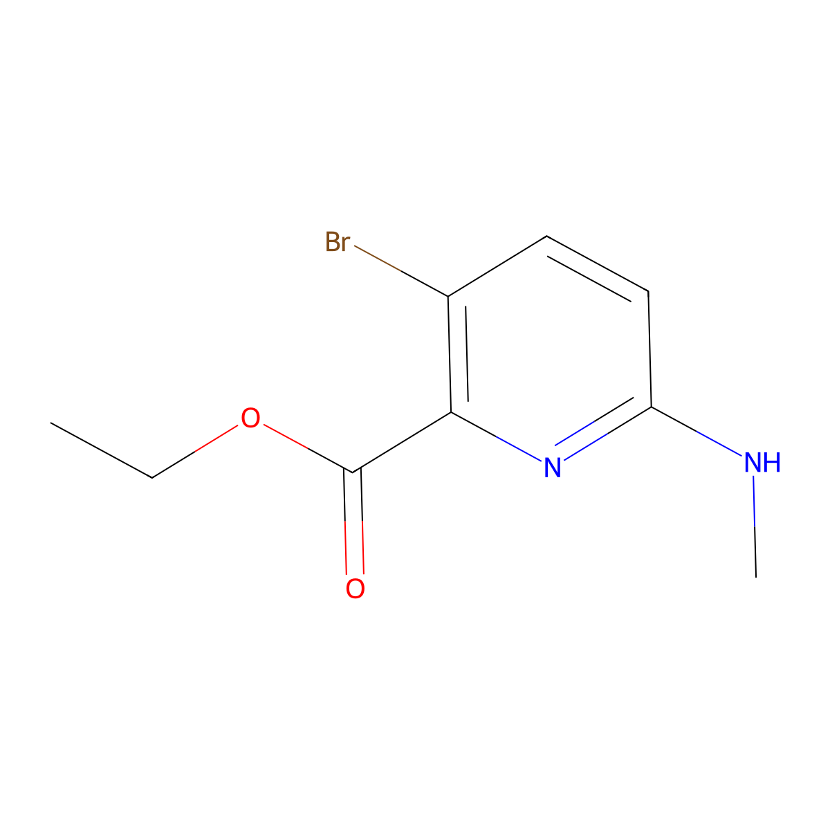 Ethyl 3-bromo-6-(methylamino)pyridine-2-carboxylate molecular structure, CAS 2597212-50-3