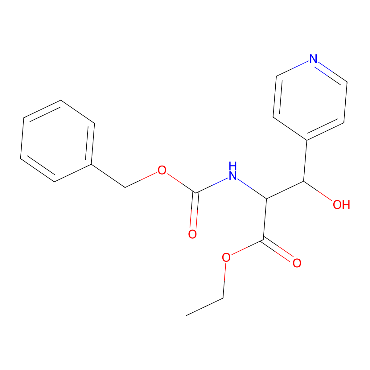Ethyl 2-{[(benzyloxy)carbonyl]amino}-3-hydroxy-3-(pyridin-4-yl)propanoate molecular structure, CAS 259729-68-5