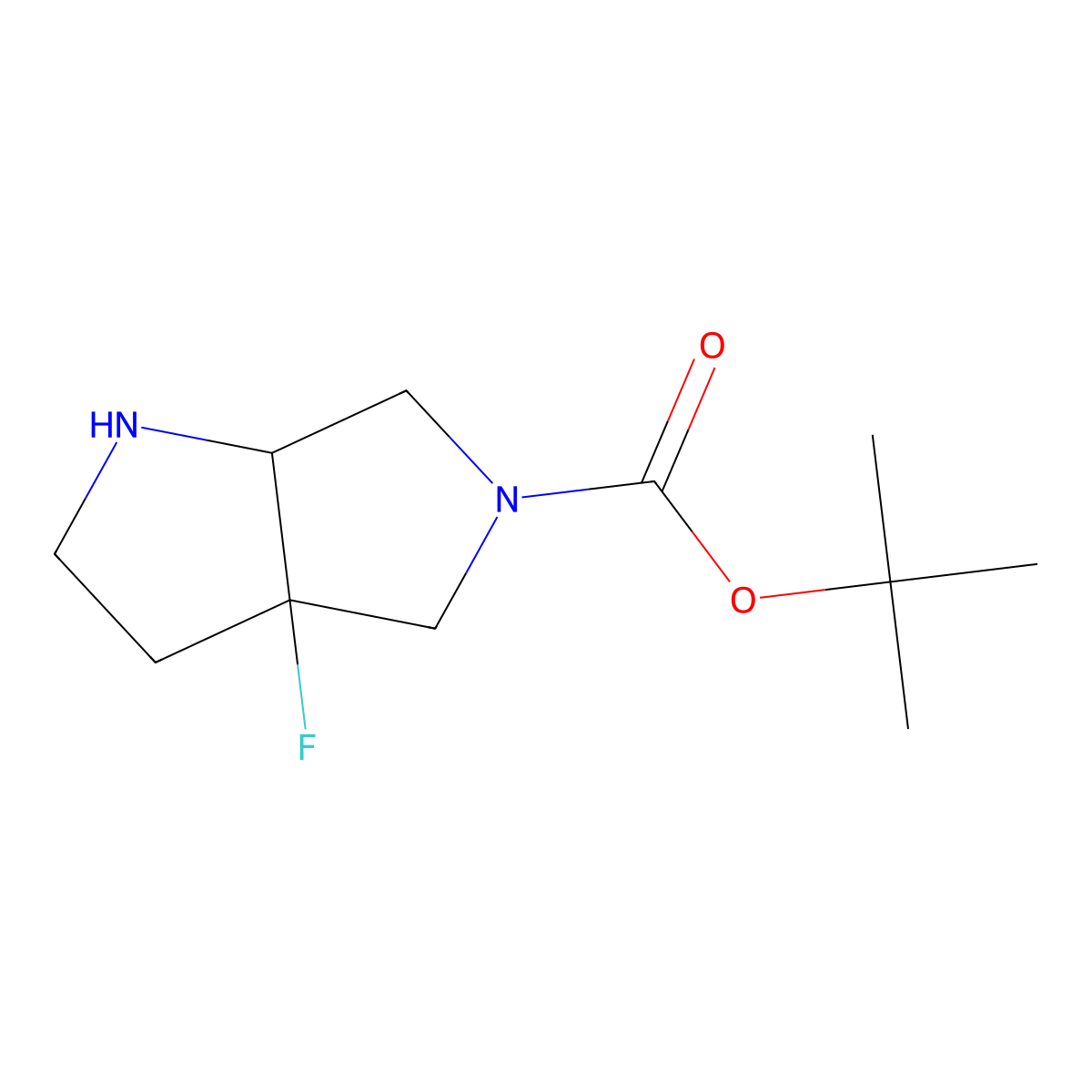 Tert-butyl cis-3A-fluoro-1,2,3,4,6,6A-hexahydropyrrolo[2,3-C]pyrrole-5-carboxylate molecular structure, CAS 2597333-30-5