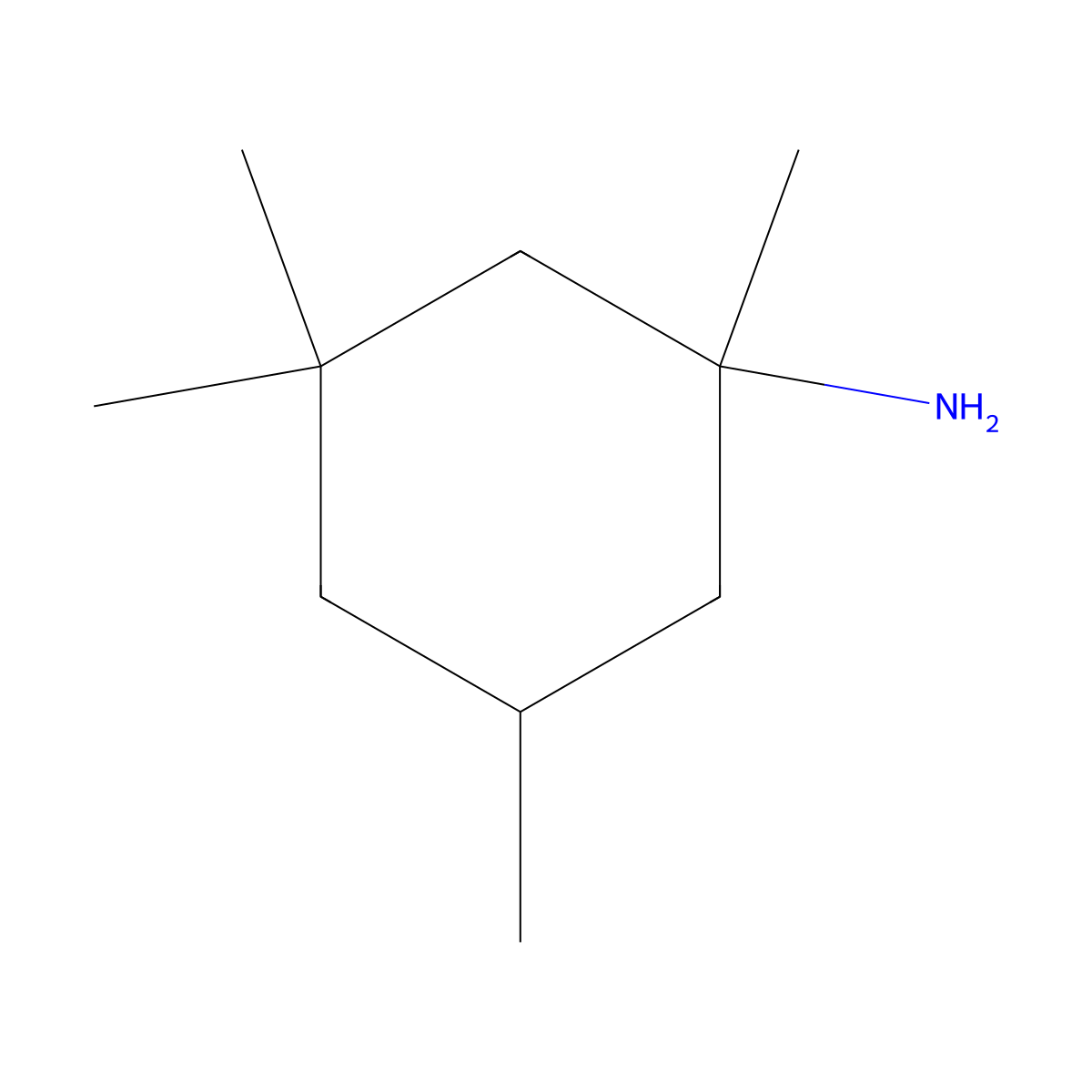 1,3,3,5-Tetramethylcyclohexan-1-amine molecular structure, CAS 259734-14-0