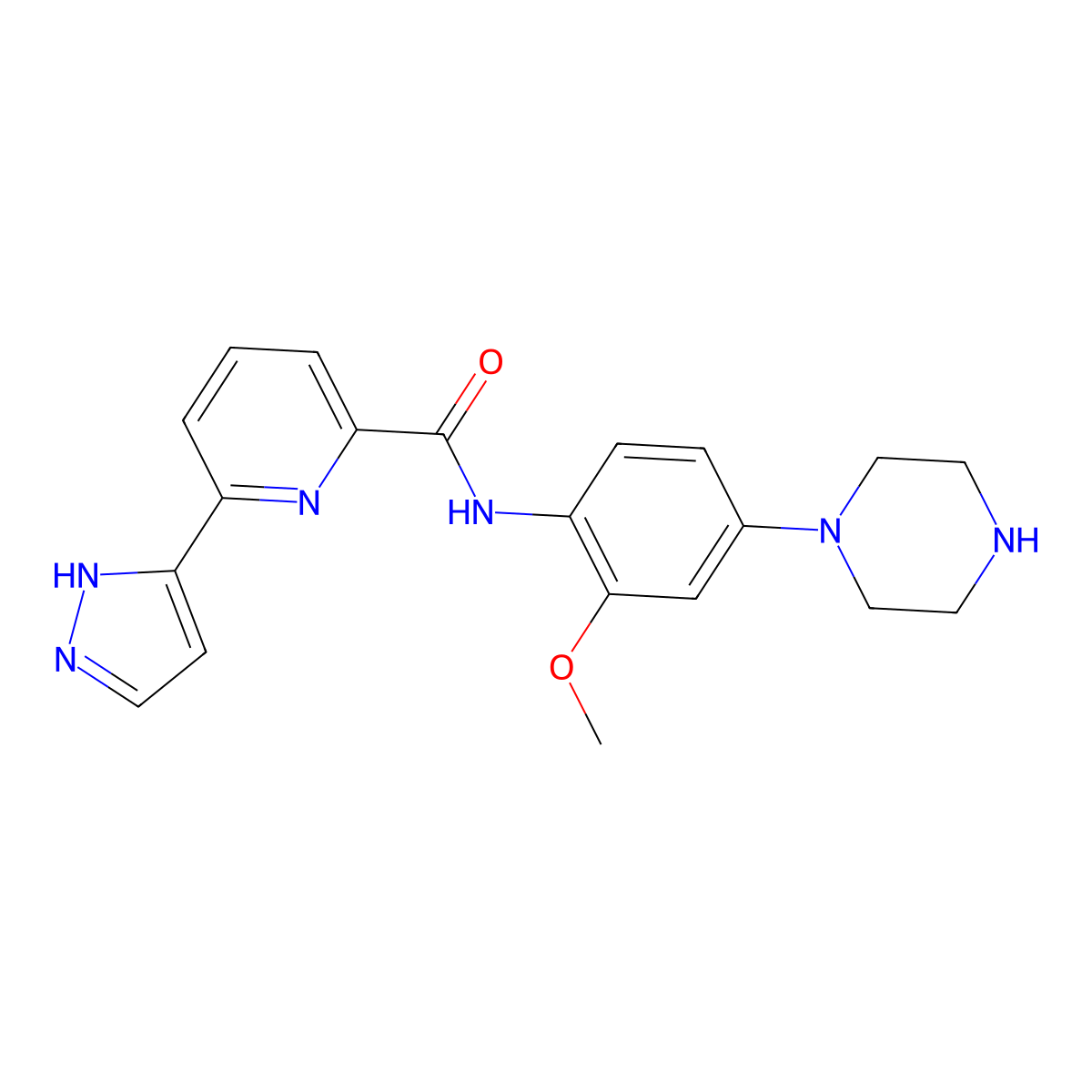 N-(2-Methoxy-4-(piperazin-1-YL)phenyl)-6-(1H-pyrazol-5-YL)picolinamide molecular structure, CAS 2597345-07-6