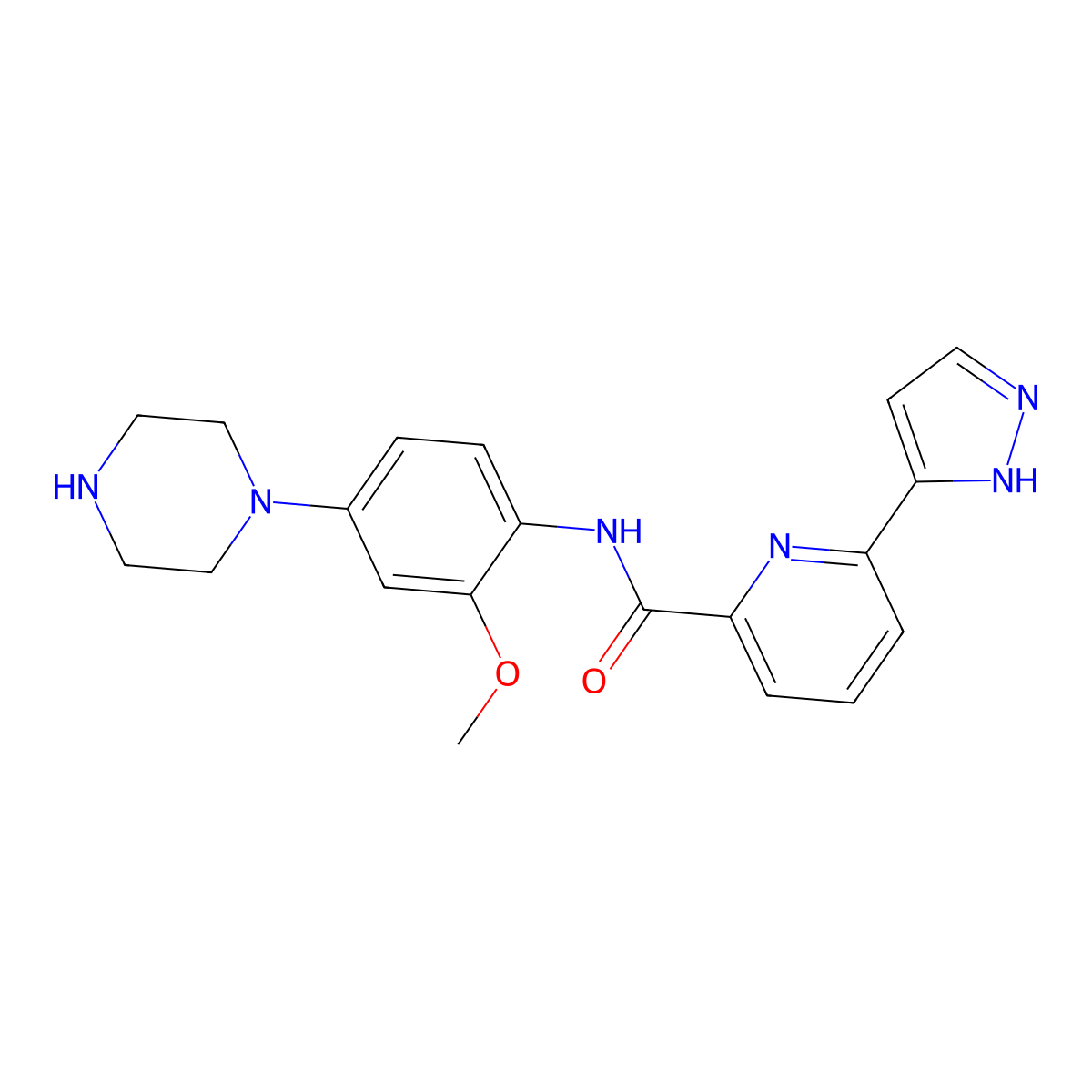 N-(2-Methoxy-4-(piperazin-1-YL)phenyl)-6-(1H-pyrazol-5-YL)picolinamide molecular structure, CAS 2597345-07-6