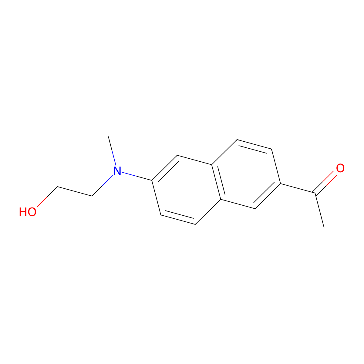 1-{6-[(2-Hydroxyethyl)(methyl)amino]naphthalen-2-yl}ethan-1-one molecular structure, CAS 259739-00-9