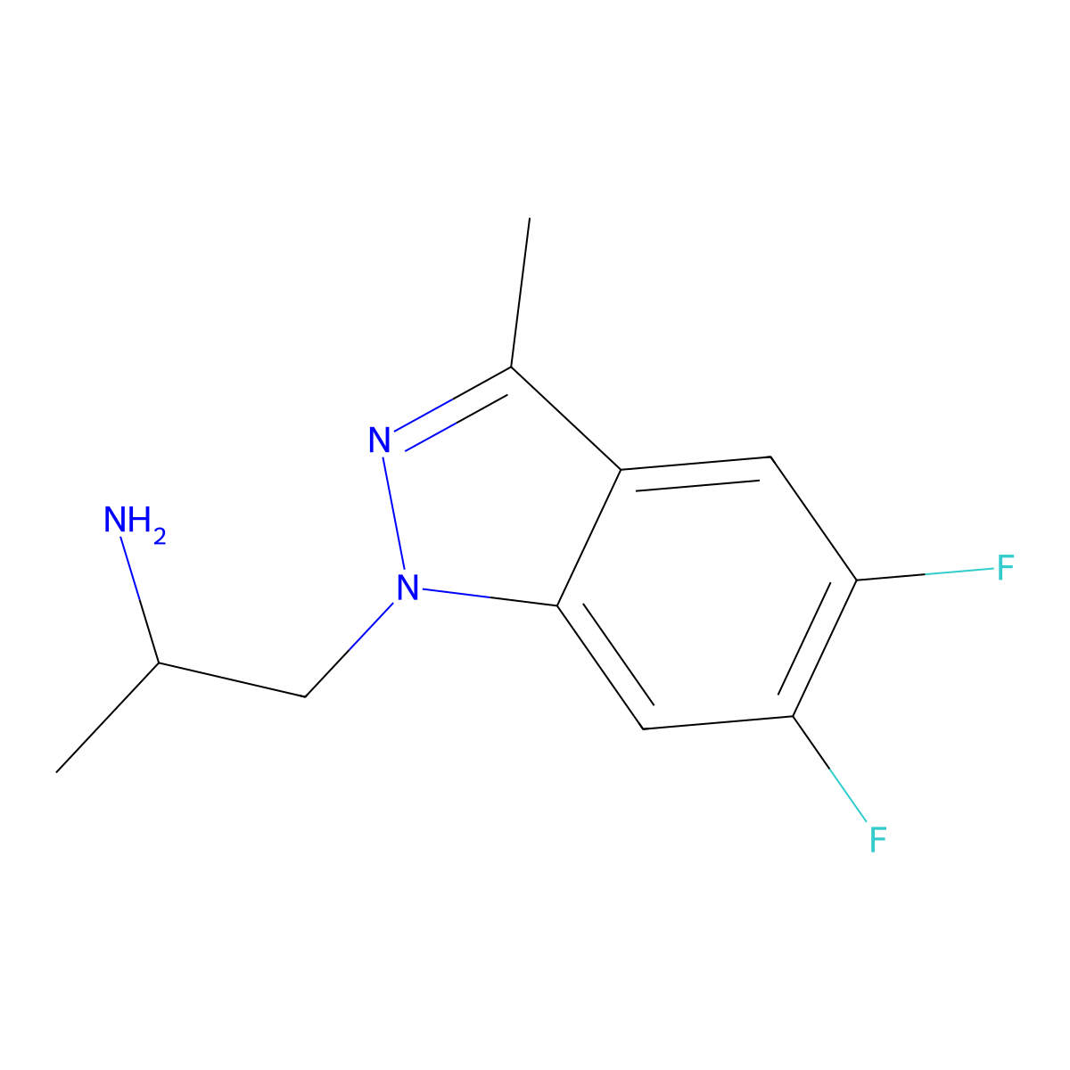 1-(5,6-Difluoro-3-methyl-1H-indazol-1-yl)propan-2-amine molecular structure, CAS 259750-28-2