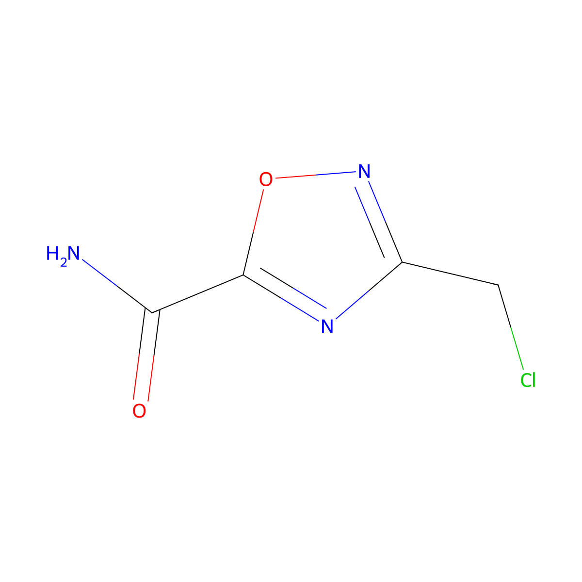 3-(Chloromethyl)-1,2,4-oxadiazole-5-carboxamide molecular structure, CAS 25977-21-3
