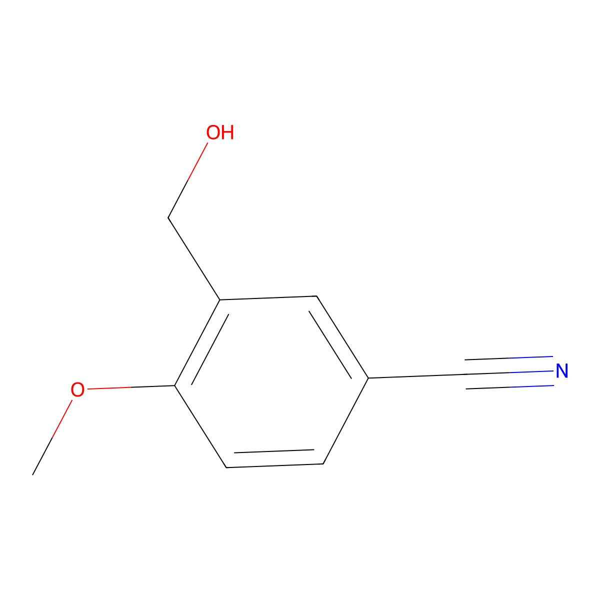 3-(Hydroxymethyl)-4-methoxybenzonitrile molecular structure, CAS 25978-75-0