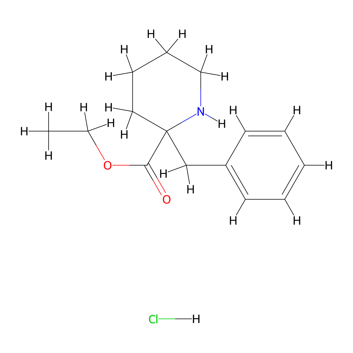 Ethyl 2-benzylpiperidine-2-carboxylate hydrochloride molecular structure, CAS 25979-24-2