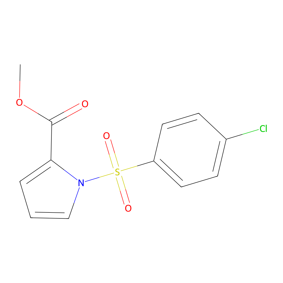 Methyl 1-[(4-chlorophenyl)sulfonyl]-1H-pyrrole-2-carboxylate molecular structure, CAS 259792-70-6