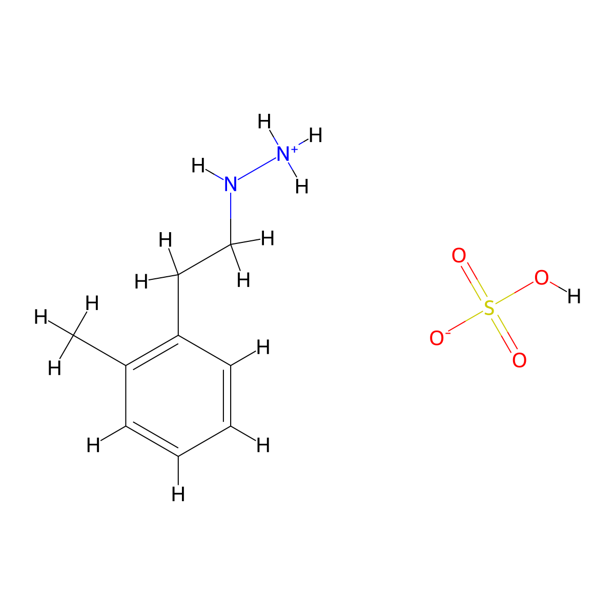Hydrazine, 1-(o-methylphenethyl)-, sulfate (1:1) molecular structure, CAS 2598-70-1