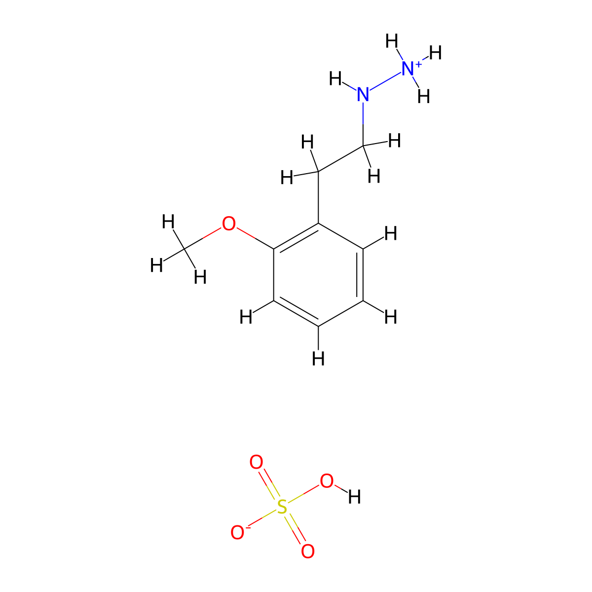 Hydrazine, 1-(o-methoxyphenethyl)-, sulfate (1:1) molecular structure, CAS 2598-71-2