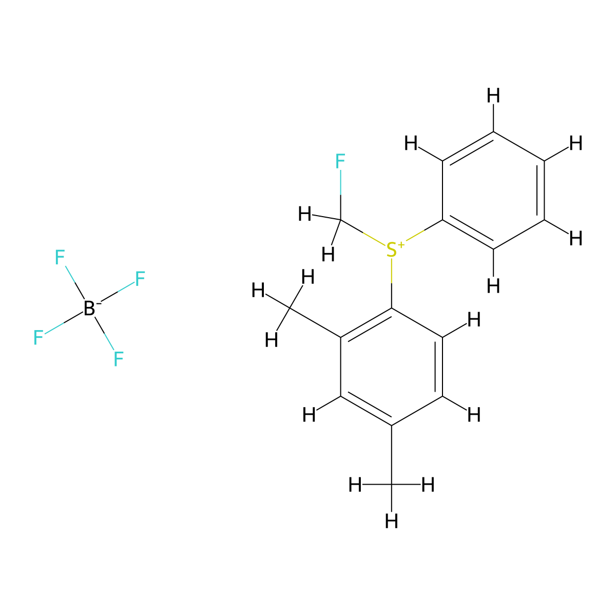 (2,4-Dimethylphenyl)(fluoromethyl)(phenyl)sulfonium tetrafluoroborate molecular structure, CAS 2598015-63-3