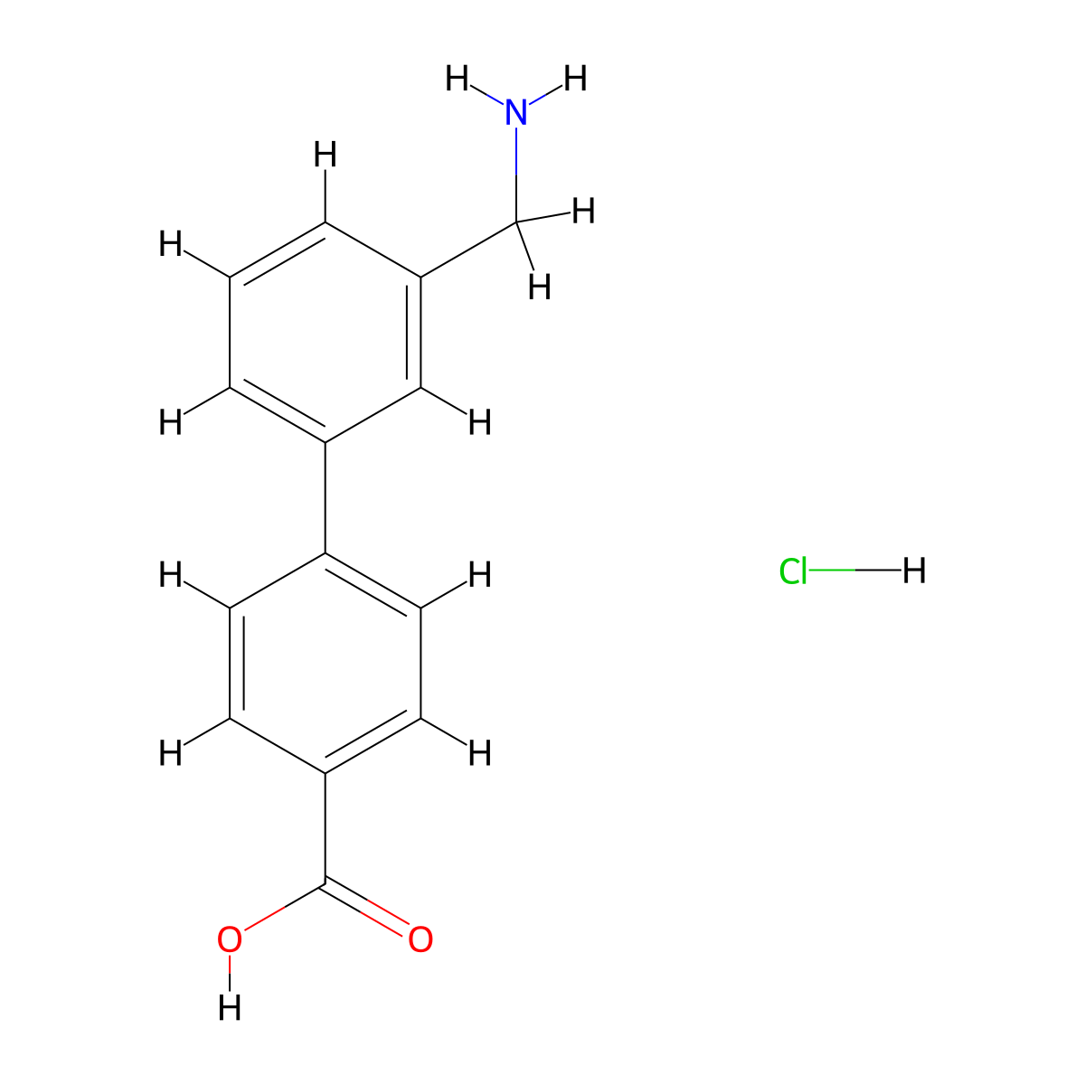 4-[3-(Aminomethyl)phenyl]benzoic acid hydrochloride molecular structure, CAS 259807-79-9