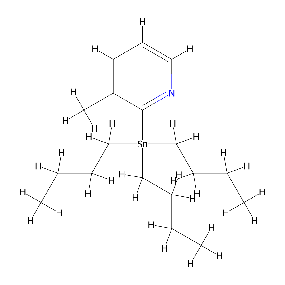 3-Methyl-2-(tributylstannyl)pyridine molecular structure, CAS 259807-97-1