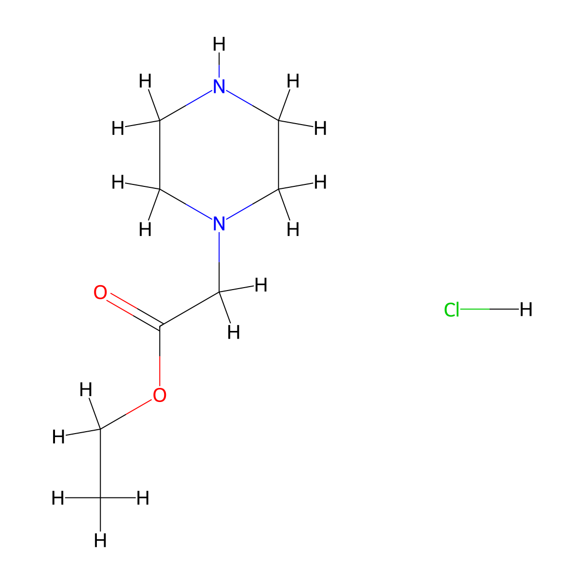 Ethyl 2-(piperazin-1-yl)acetate hydrochloride molecular structure, CAS 259808-38-3